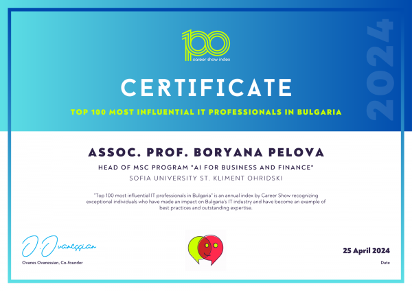 Assoc. Prof. Boryana Pelova