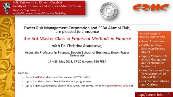 MasterClass Empirical Methods in Finance 2018