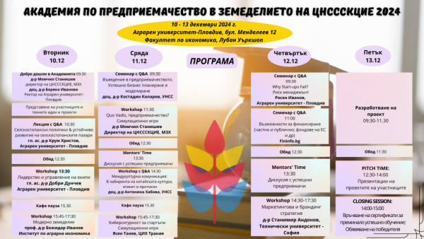 Програма Академия по предприемачество в земеделието - Пловдив